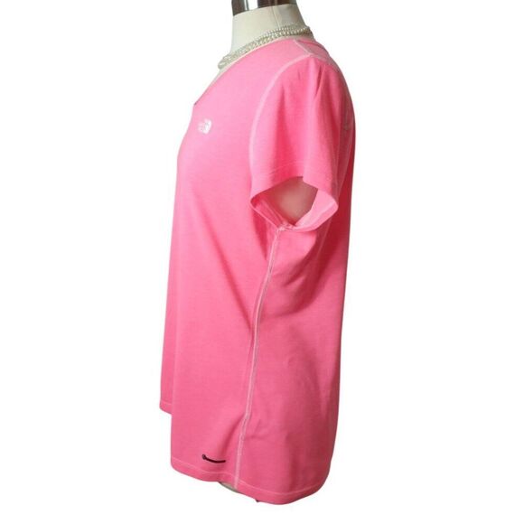 The North Face Womens Tee XL Pink V-Neck FlashDry Athletic Loose T-Shirt Fitness - Picture 3 of 8